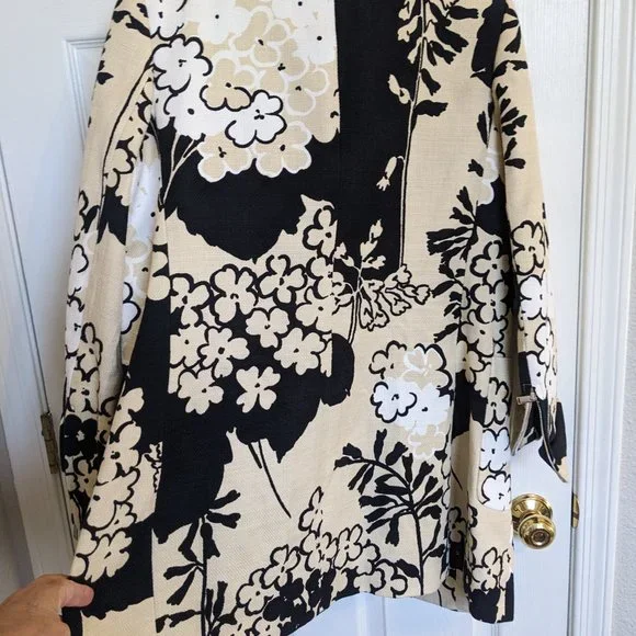 RAW SILK | LONG BLAZER | Asian Inspired |12 | Carlisle | Floral Print | NWOT - Picture 8 of 10